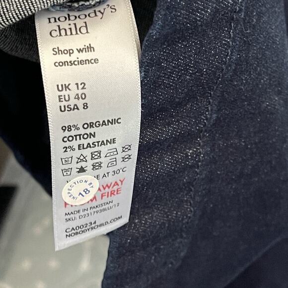 Nobody's Child Denim Midi Dress Size 8 Dark Wash Organic Cotton Blend NWT - Picture 5 of 8